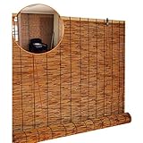 ZDDY Natürliche Bambus-Rollo-Fensterläden Sun Shade Roll Up Reed-Jalousie wasserdichte Retro-Dekorationsvorhänge Raffrollos für Innen- / Außen- / Sondergrößen. (Größe : 80 * 100cm/31.5 * 39in)