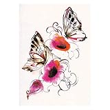 2 x Schmetterlinge als buntes XL Tattoo - Blumen Wasserfarben - Body Temporary Fake Tattoo - TH252 (2)