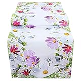 Kamaca Serie FRÜHLINGSZAUBER hochwertiges Druck-Motiv mit Blumen EIN Eyecatcher in Frühling Sommer (Tischläufer 140x40cm)