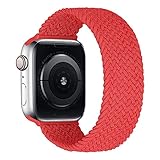 iBazal Nylon Geflochtenes Solo Loop Band Kompatibel mit Apple Watch Armband 40mm 38mm Nylonarmband Dehnbare Elastic Woven Stoff Sport Ersatzband für iWatch Serie 7 41mm/SE/6/5/4/3/2/1 Rot 38/40(S)