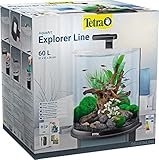 Tetra Explorer Line 60 L Aquarium Komplett-Set - Design Aquarium mit gebogener Frontscheibe, LED-Beleuchtung, Technik, Futter und Pflegemitteln, Farbe: Schw