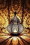 Orientalische Laterne aus Metall Ziva Schwarz 30cm | orientalisches Marokkanisches Windlicht Gartenwindlicht | Marokkanische Metalllaterne für draußen als Gartenlaterne, oder Innen als T