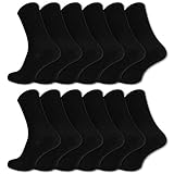 12 Paar Socken ohne Gummidruck 100% Baumwolle Damen & Herren Diabetiker Socken (Schwarz 39-42)