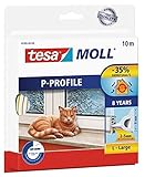 tesamoll P-Profil Gummidichtung - Selbstklebende Dichtung zum Isolieren von Spalten an Fenstern und Türen - Weiß - 10 m x 9 mm x 5,5