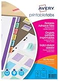 AVERY Zweckform 5412501 selbstklebende Register Taben (farbig sortiert, 96 bedruckbare Taben, auch handbeschriftbar, zur Markierung wichtiger Seiten, für alle Drucker geeignet)