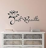 Inspirierende Zitate aus Vinyl, Wandaufkleber, Yoga, Entspannung, Worte, inspirierend, einfach atmen, Wohnkultur, Wandaufkleber, Schlafzimmer, A1, schwarz, 57 x 25