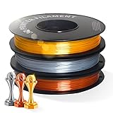 DERUC Geeetech Silk Filament PLA 1,75 mm für 3D Drucker, PLA Filament, 0,5 kg pro Spule, 3 Spulen (Gold+Silber+Kupfer)