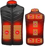 SKYWPOJU Beheizbare Weste, Unisex Leichte Isolierte Beheizte Weste, USB Elektrische Kohlefaser 3 Stufen Heizung Daunenweste für Outdoor (Color : Black, Size : XXL)