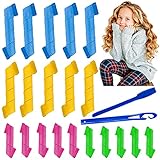 Manuelle Lockenwickler über Nacht， 20 Stück Keine Hitze Lockenwickler， Locken Ohne Hitze Heatless Hair Waves Curls DIY Magic Hair Curlers mit Styling-Haken （15cm & 25cm）