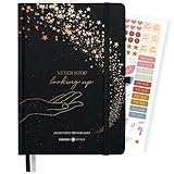 Terminplaner Undatiert A5 ”STARGAZING” Lebenskompass® - Schöner Hardcover Kalender ohne Datum - Terminkalender mit Stifthalter, Froschtasche + Ex