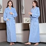 HSIYE Winterbademantel,Extra lang Extra Dicke Robes Lovers Bademantel Herren Damen Nachthemd Nachtwäsche Casual Home Bademantel,Blau,L