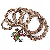 5 Stück Kranz Rohling Rebenkranz Türkranz Rohling Wandkranz Weihnachten Bastelkranz DIY Deko Kranz Natur für Weihnachten Türkranz Holz Dekoration Ornament Tor Wand Party Hochzeit(8, 12, 20, 25, 30 cm)