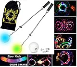 Pro Glow Poi - LED Poi Set + Stoff Reisetasche! Nachtleuchtender Poi inkl. Batterien. Langsam Fading Multicolour Leuchtpoi Luminous Pois L