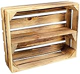 Obstkiste Weinkiste Holzkiste Regal mit Zwischenboden Geflammt (ca 50x40x15cm)