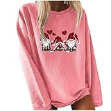 TRIGLICOLEUM Weihnachts Sweatshirt Damen Klassische Bluse Tunika Pullover mit Karierte Gnomen Print Weihnachten Bequemes Langarmshirt Oberteile Herbst Winter Pulli Basic Shirt Christmas Sw