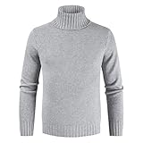 MENHG Herren Basic Rollkragen Gerippt Einfarbig Sweatshirt Pullover Bluse Strickpullover Männer Langarm Rollkragenpullover Slim Fit Beiläufig Retro Sport Warmes Fleece Strickoberteile Sweater M