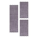 Kurzflor Teppich Lila Wellen Linien Design Wohnzimmerteppich Läuferset, Farbe:Lila, BettSet:2 x 80x150 cm + 1 x 80x250
