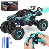 Herefun Ferngesteuertes Auto, 2.4GHz Renn Stunt RC Auto mit LED-Licht, Fernbedienung Offroad Spielzeugauto, High Speed Geländewagen Ferngesteuertes Auto für Kinder und Erwachsene Geschenk (Blau)