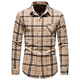 RMBLYfeiye Herren Flanellhemd Casual Kariertes Freizeithemd Normale Passform Lange Ärmel Karohemd Regular fit Freizeit Shirt Button Down Holzfällerhemd für M