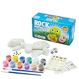 Steine Bemalen Set Kinder | Basteln Ab 3 Jahre Mit Aufkleber I Rock Painting Kit | Mal Set Mädchen Jungen | Bastelset I Painting Set Stones I Wasserfeste Farbe Mit 10 Steinen | Steine Zum B