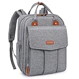 PomeloBaby Wickelrucksack Baby Wickeltasche Rucksack inkl. abnehmbare Wickelauflage und Kinderwagenbefestigung (Grau)
