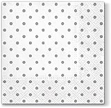 20 Servietten Mini-Punkte grau auf weiß/gepunktet/Punkte/Muster 33x33