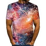 Kurzarmhemden Herren，Herrenmode 3D Galaxy Bedruckte T-Shirts ， Kurzarm-T-Shirt Mit Rundem Hals, Lässige T-Shirts, Atmungsaktive T-Shirts - XXXXL