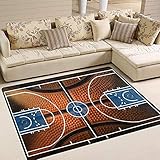 HJKGSX Teppich Basketballplatzmuster Flanell rutschfest Weicher Kurzflor Teppich modern für Wohnzimmer, Schlafzimmer, Kinderzimmer und Arbeitszimmer 60 x 90