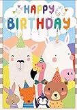 bentino Geburtstagskarte für Kinder, DIN A5 Set mit Umschlag, Grußkarte spielt 'wie schön dass Du geboren bist' (Coververs.) Geburtstagskarte für Kinder, Serie 'KidsCards'