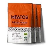 MEATOS Trockenfleisch Snack vom Schwein I 3er Pack (3x30g) I Proteinreiches Schweinekrusten I Trockenfleisch ohne Zucker I Gesunder Snack I Dörrfleisch I Trockenfleisch Für M