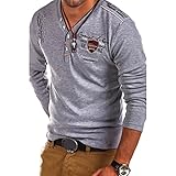 T-Shirt Herren V Ausschnitt/Quadratischer Kragen Slim Fit Shirt Herren Nummer Buchstabe Drucken Poloshirt Herren Mode Britischer Stil Langarm Shirt H