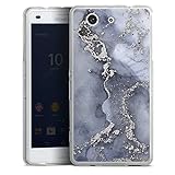 DeinDesign Silikon Hülle kompatibel mit Sony Xperia Z3 Compact Case transparent Handyhülle Farbe Silber B