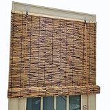 Reed Vorhang Außenrollos,Natürlicher Bambusrollo Raffrollo,Wetterfester Raffrollo Fenster,Hebefensterläden Mit Beschlägen,Sonnenschutz,für Außenbereich/Patio/Tür,Angepasst (110x180cm/43x71in)