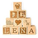 Holzwürfel mit Gravur - Baby Geschenk Junge - Baby Geschenk Mädchen - Babygeschenke zur Geburt Junge/Mädchen - Geschenke Baby - Baby Würfel mit Namen - Buche 4