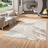 Teppich Kurzflor Wohnzimmer Designer Teppich Maui Pastell Marmor Optik Trend Grau Rosa in 5 Größ