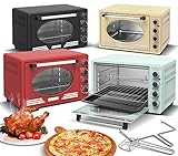 Turbotronic/Retro Minibackofen mit Umluft / 45l / schwarz, rot, blau, beige / 2000W, Mini Backofen, Pizzaofen, Grill (red)