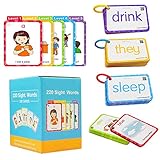 H&W Sight Word English word cards, 220 Sight Word Flash Cards, English flash cards for children, suitable for 4-9 years old kindergarden and first, second and third grade word flashcard k