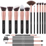 EmaxDesign Make Up Pinsel 17 Stücke Synthetisch Schminkpinsel Set Foundation Grundierung Bürsten für Lidschatten Augen und Gesicht Flüssiges Professionellen Kosmetikpinsel (Rosa Gold)