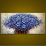 Abstrakte Messer 3D Blume Bilder Home Decor Wandkunst Handgemalte Blumen Malen auf Leinwand, handgemachte blaue Blumenbilder 60x120cm ohne R