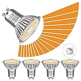 EACLL GU10 LED-Leuchtmittel, dimmbar, warmweiß, 6 W, 2700 K, entspricht 50 W Halogenlampe, 475 Lumen, energiesparende Lichtquelle, stufenloses Dimmen, 120° PAR16 Reflektorstrahler, 4 Stück