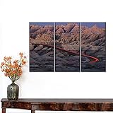 AWER 3 teilig Leinwandbild für Heimdekoration, Badlands-Reise. Kunstwerk, für Wohnzimmer Dekoration, Fotodrucke auf Leinwand Größe: (90cmx60cm)