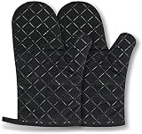 Premium Anti-Rutsch Ofenhandschuhe (1 Paar) bis zu 240 °C - Silikon Extrem Hitzebeständige Grillhandschuhe BBQ Handschuhe - Backofen Handschuhe, zum Kochen, Backen, Barbecue Isolation Pads (schwarz)
