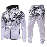HUYURI Trainingsanzug Herren Jogginganzug für Männer Langarm Freizeitanzug Sportanzug Set Jogginghose Sweatshirt Zipper Hoodie Hose für Gym Fitness Sportbekleidung Trainingsjacke Tracksuit Sportjack