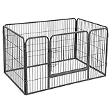 FEANDREA Welpenfreigehege Welpenzaun Hundegehege Laufstall Zaun Gitter Hasen Kaninchen grau 119 x 77 x 70 cm PPK74G