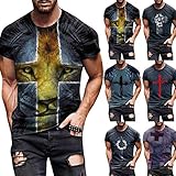 Herren T-Shirt 3D Gedruckte T-Shirts Für Männer Bedrucktes Tier Löwe T-Shirt Cooler Sportshirt Herren Kurzarm Herren O Ausschnitt Tshirt Männer Tee Oberteile Mode Tie Dye Top Streetwear S