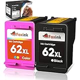 FOXINK Wiederaufbereitet patronen Ersatz für HP 62 XL druckerpatronen multipack nachfüllen HP 62XL Kompatibel mit OfficeJet 200 250 5740 5742 Envy 7640 5540 5640 5544 5545 5547 5642 5644,Schwarz/Farb