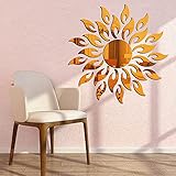 LZYMSZ 3D Sonnenblumenspiegel Wandaufkleber Runde Acryl Wohnzimmer Schlafzimmer TV Hintergrund Wandtattoos Ehe Zimmer Eingang Wohnkultur (Gold)