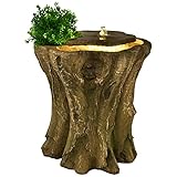 Raburg Gartenbrunnen BATU in HOLZ-OPTIK, kompakter Dekobrunnen, indirektes Licht, bepflanzbar, warmweiße LED 1 x 6 Spots, 22 LED Leuchtband, inklusive Pumpe, 7 W, ca. 11 L Wasser, geschlossenes Sy
