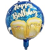 DIWULI, Geburtstags Bier Luftballon Happy Birthday, Prost Folien-Luftballon, Geburtstagsballon, Folien-Ballon blau Geburtstag, Mädchen Junge Kindergeburtstag Party-Deko, Dekoration, Geschenk-Dek