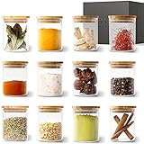 KIVY® Gewürzgläser Set [12 x 150ml] – Stapelbare Gewürzdosen aus Glas – Gewürzbehälter Set Rund - Gewürzaufbewahrung - Gewürze Aufbewahrung - Gewürzglas Set Klein - Spice Jars - Gläser für Gewü